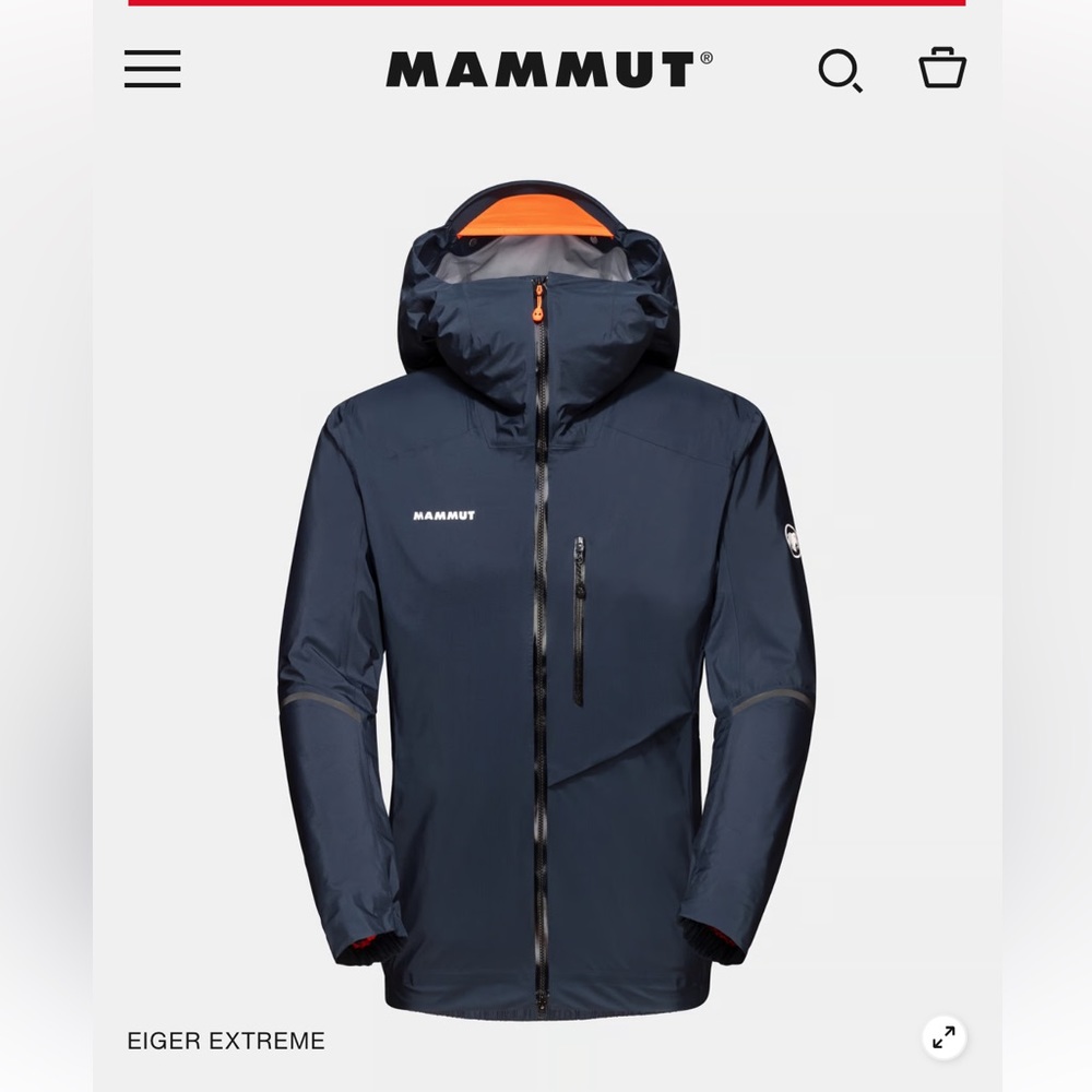 Mammut Men’s Norwood Light hooded Jacket, Navy, size Large NWOT